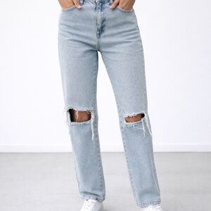 Cotton On Long Straight Leg Distressed 90s Jeans US 6